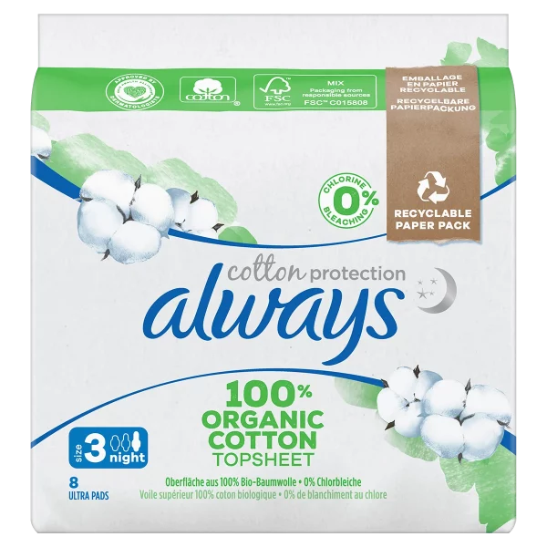 Always Cotton Protection Ultra Night - Serviettes Hygiéniques Bio