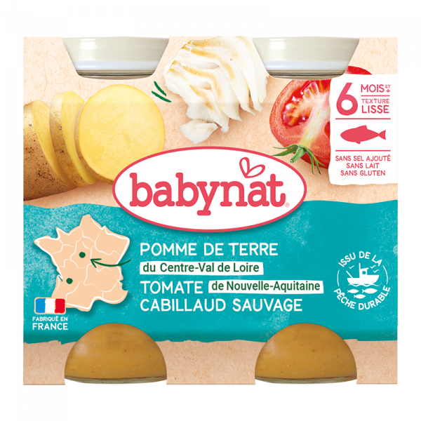 Babybio Petit pot de Pomme de terre, Tomate & Cabillaud