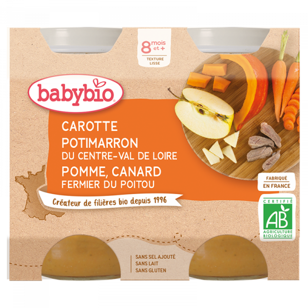 Babybio Petit pot de Carotte, Potimarron, Pomme & Canard