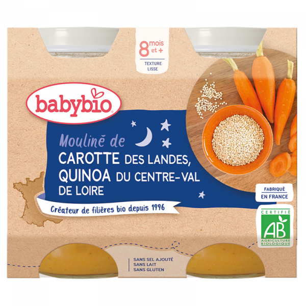 Mouliné Carotte & Quinoa - Babybio (Repas bio pour bébés dès 8 mois)