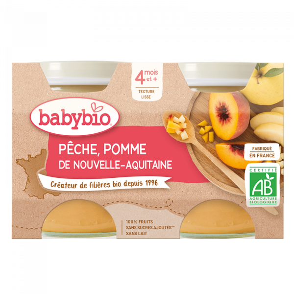 Purée bio Pêche & Pomme de Nouvelle-Aquitaine Babybio