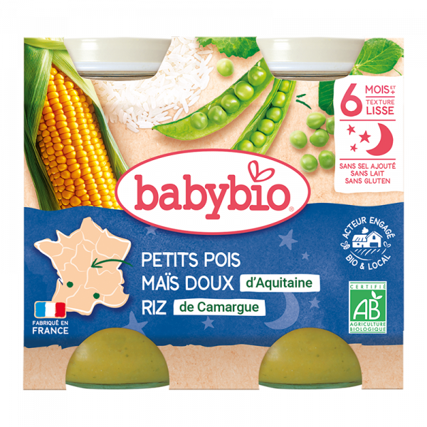 Babybio Petit pot de Petit pois, Maïs & Riz