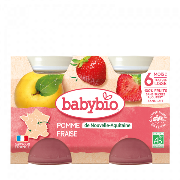 Purée bio Pomme & Fraise de Nouvelle-Aquitaine Babybio