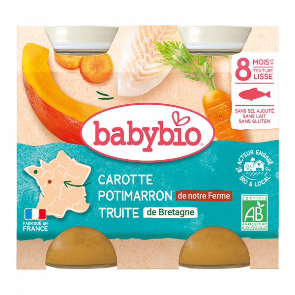 Babybio Petit Pot de Carotte, Potimarron & Truite
