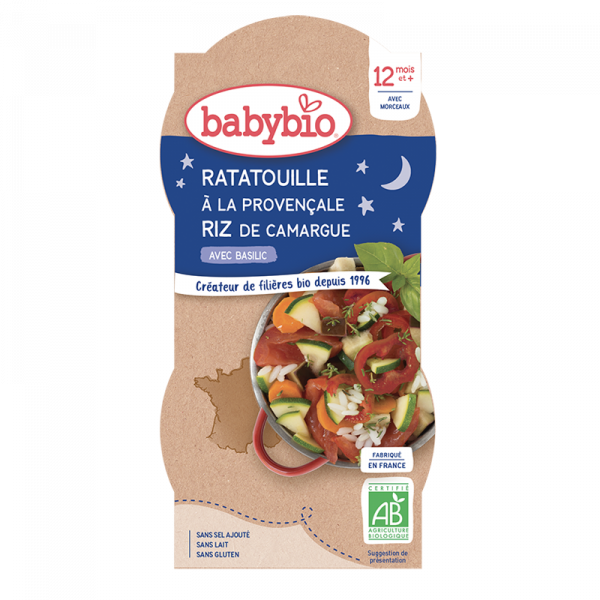 Babybio Ratatouille à la provençale et Riz avec Basilic