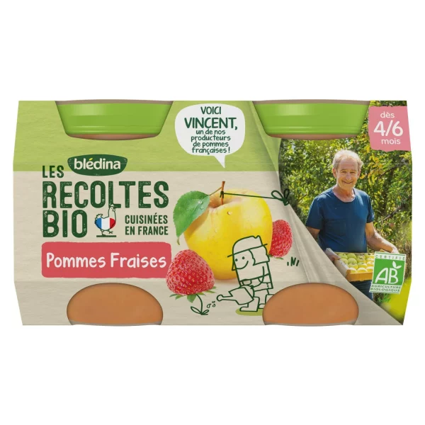 Petit Pot Pomme Fraise Bio - Les Récoltes Bio Engagées - Blédina