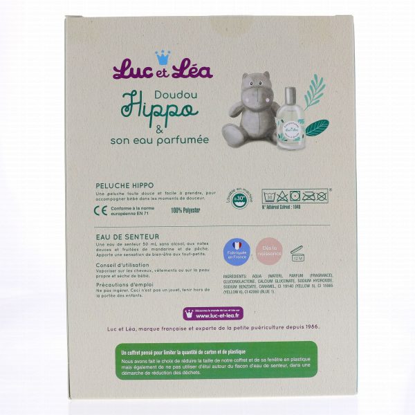 Luc et Léa Coffret Doudou Hippo & Eau de Senteur Bébé – Image 3