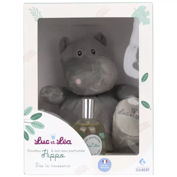 Luc et Léa Coffret Doudou Hippo & Eau de Senteur Bébé