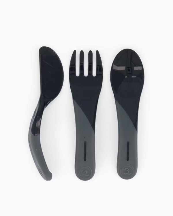Set de Couverts Apprentissage - Noir - Twistshake (Couverts ergonomiques pour repas bébé)
