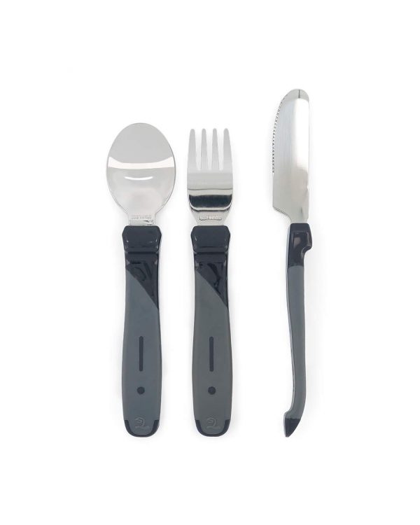 Set de Couverts Apprentissage Acier Inoxydable - Noir - Twistshake (Couverts ergonomiques pour enfants)