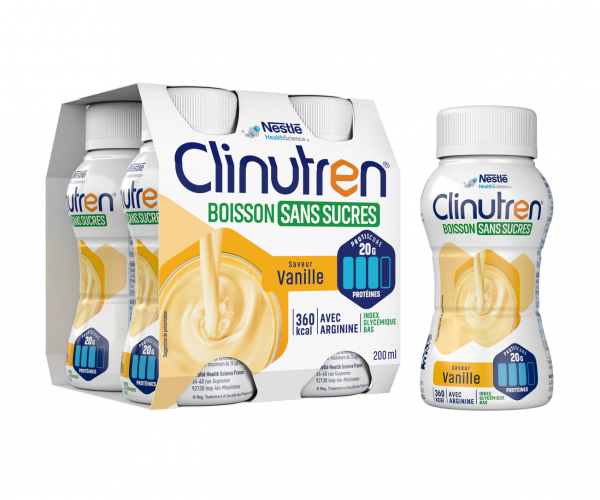 Clinutren Boisson Sans Sucres Saveur Vanille 4 x 200ml