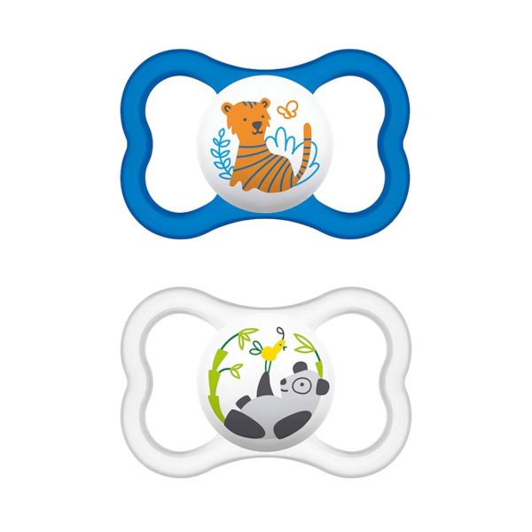 MAM Lot Tétines Silicone Forme Bouclier - Animaux (Tigre et Panda)