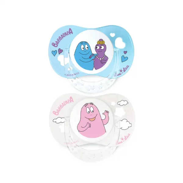 Duo de Sucettes Anatomiques Barbibul / Barbabelle et Barbapapa Luc et Léa