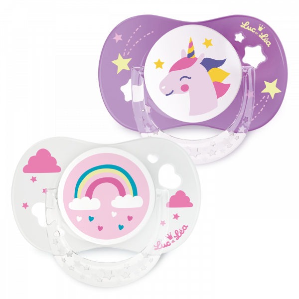 Duo de Sucettes Anatomiques Licorne et Arc-en-Ciel Luc et Léa
