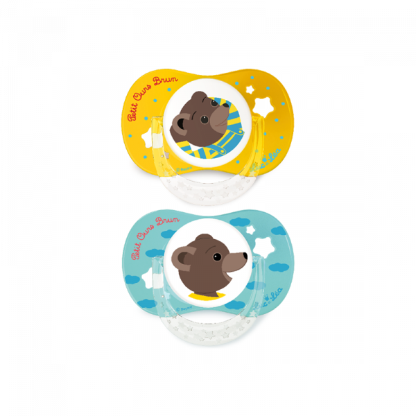 Duo de Sucettes Anatomiques Petit Ours Brun 0-6 mois Luc et Léa