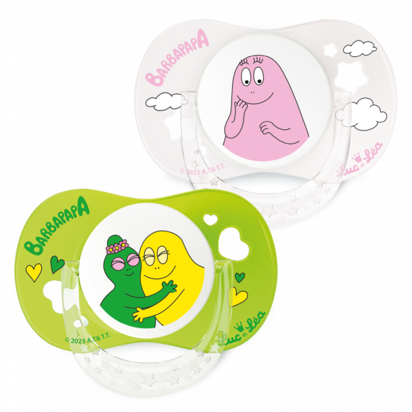 Duo de Sucettes Anatomiques Barbibul / Barbidou et Barbapapa Luc et Léa